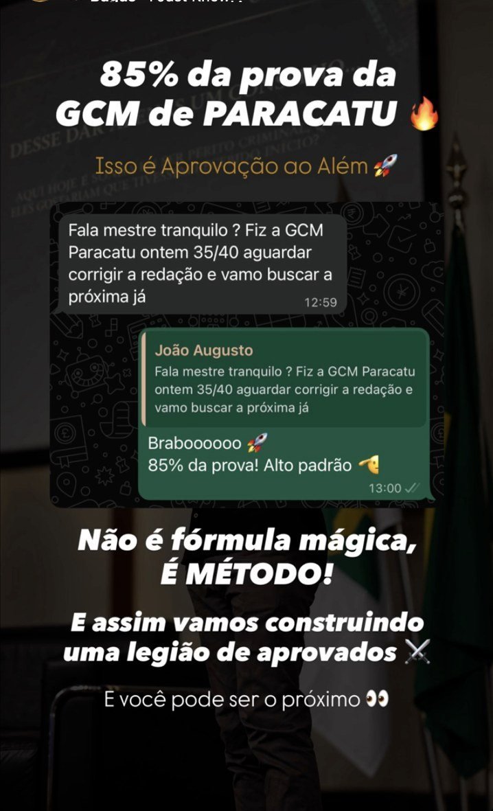 João Augusto, 85% da prova da GCM de Paracatu