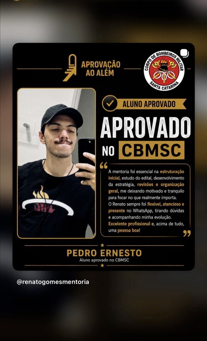 Pedro Ernesto, aluno aprovado no Corpo de Bombeiros de Santa Catarina
